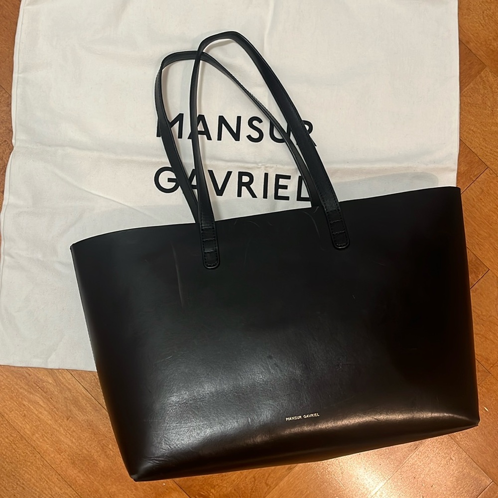 Mansur Gabriel Vegetable Tanned Small Tote - Black